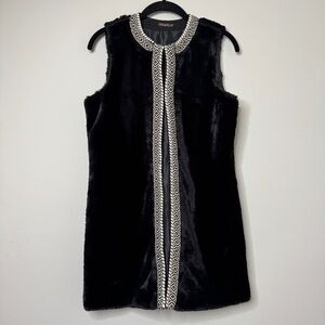 J. McLaughlin Black and White Faux Fur Tunic Vest Size XS